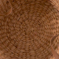 Storage Basket with Faux Leather Handles, 16 Inch Brown Hyacinth Woven - BM351322