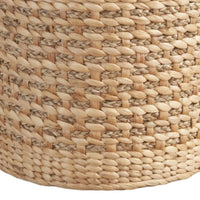 Storage Basket with Faux Leather Handles, 16 Inch Brown Hyacinth Woven - BM351322