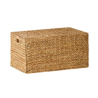 Jom Storage Trunk Basket with Lid, 27 Inch Light Brown Hyacinth Woven - BM351323