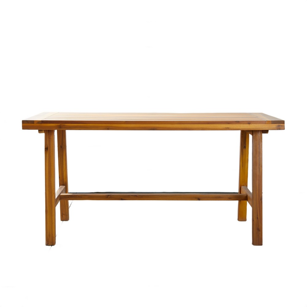 Mery Outdoor Dining Table, 59 Inch Slatted Top, Brown Acacia Wood - BM351325