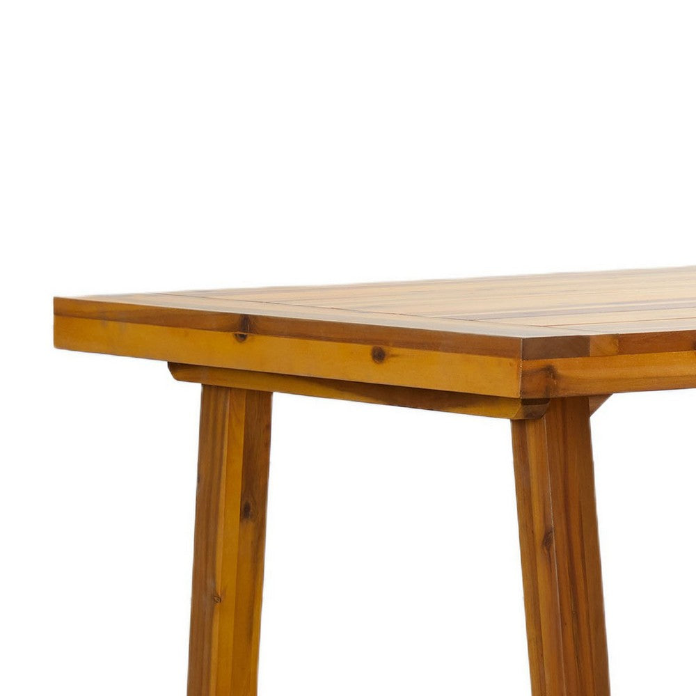 Mery Outdoor Dining Table, 59 Inch Slatted Top, Brown Acacia Wood - BM351325
