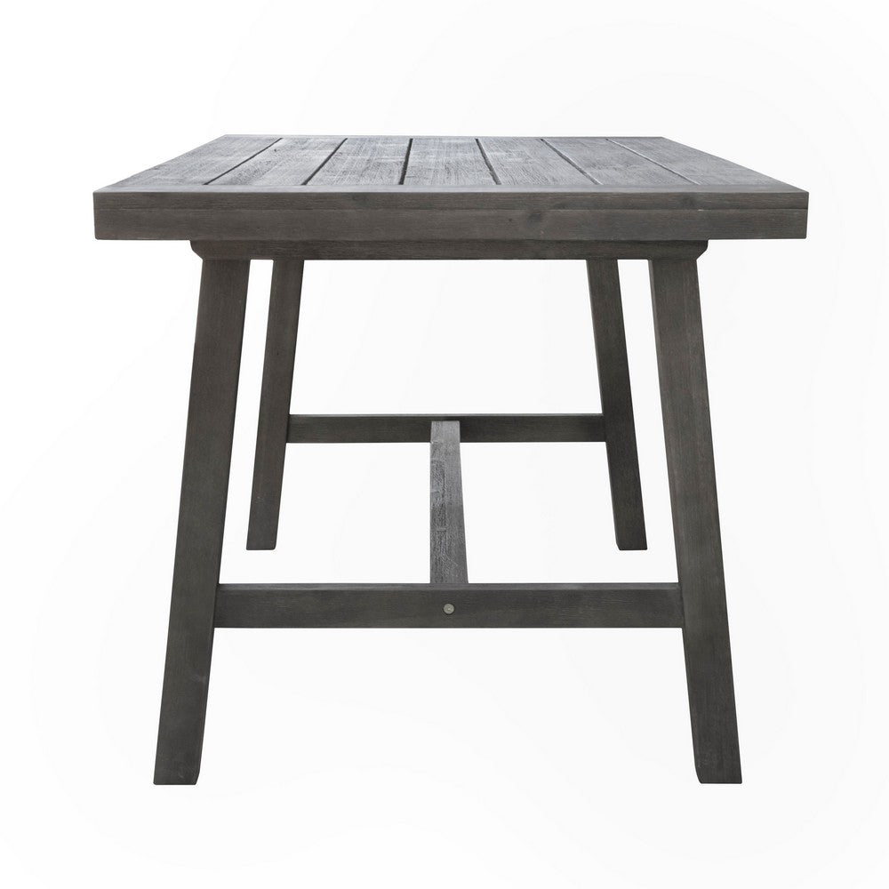 Mery Outdoor Dining Table, 59 Inch Slatted Top, Gray Washed Acacia Wood - BM351326