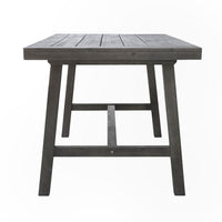 Mery Outdoor Dining Table, 59 Inch Slatted Top, Gray Washed Acacia Wood - BM351326