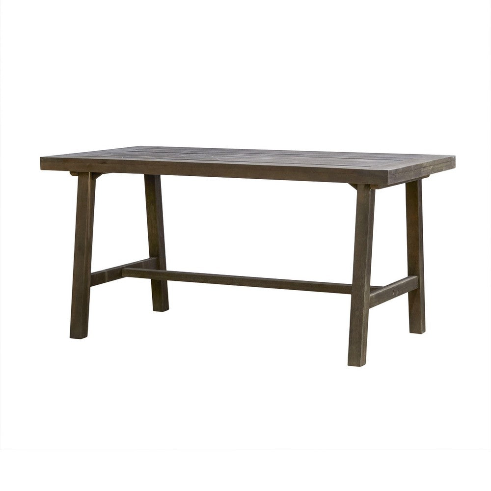 Mery Outdoor Dining Table, 59 Inch Slatted Top, Gray Washed Acacia Wood - BM351326