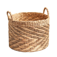 Storage Basket with Handles, Light Brown Hyacinth Woven, 15 Inch Round - BM351327