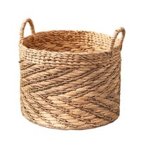 Storage Basket with Handles, Light Brown Hyacinth Woven, 15 Inch Round - BM351327