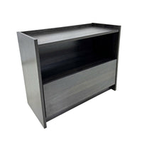 Roby Nightstand, Raised Border Top, Storage Shelf and Drawer, Dark Gray - BM351330
