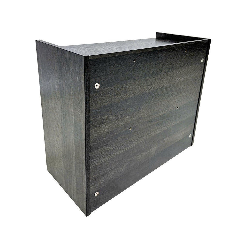 Roby Nightstand, Raised Border Top, Storage Shelf and Drawer, Dark Gray - BM351330