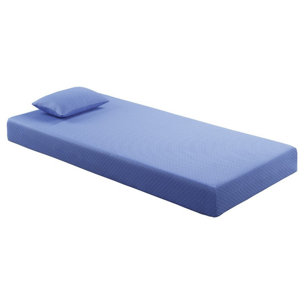 Fia Twin Mattress with 1 Pillow, Charcoal Gel Firm Memory Foam, Blue 7 Inch - BM351369