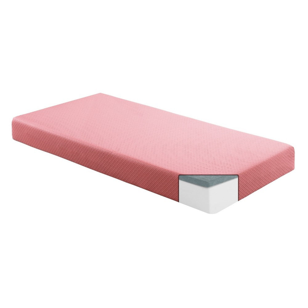 Fia Twin Mattress with 1 Pillow, Charcoal Gel Firm Memory Foam, Pink 7 Inch - BM351370