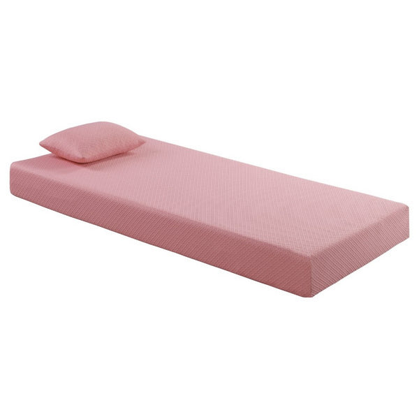 Fia Twin Mattress with 1 Pillow, Charcoal Gel Firm Memory Foam, Pink 7 Inch - BM351370