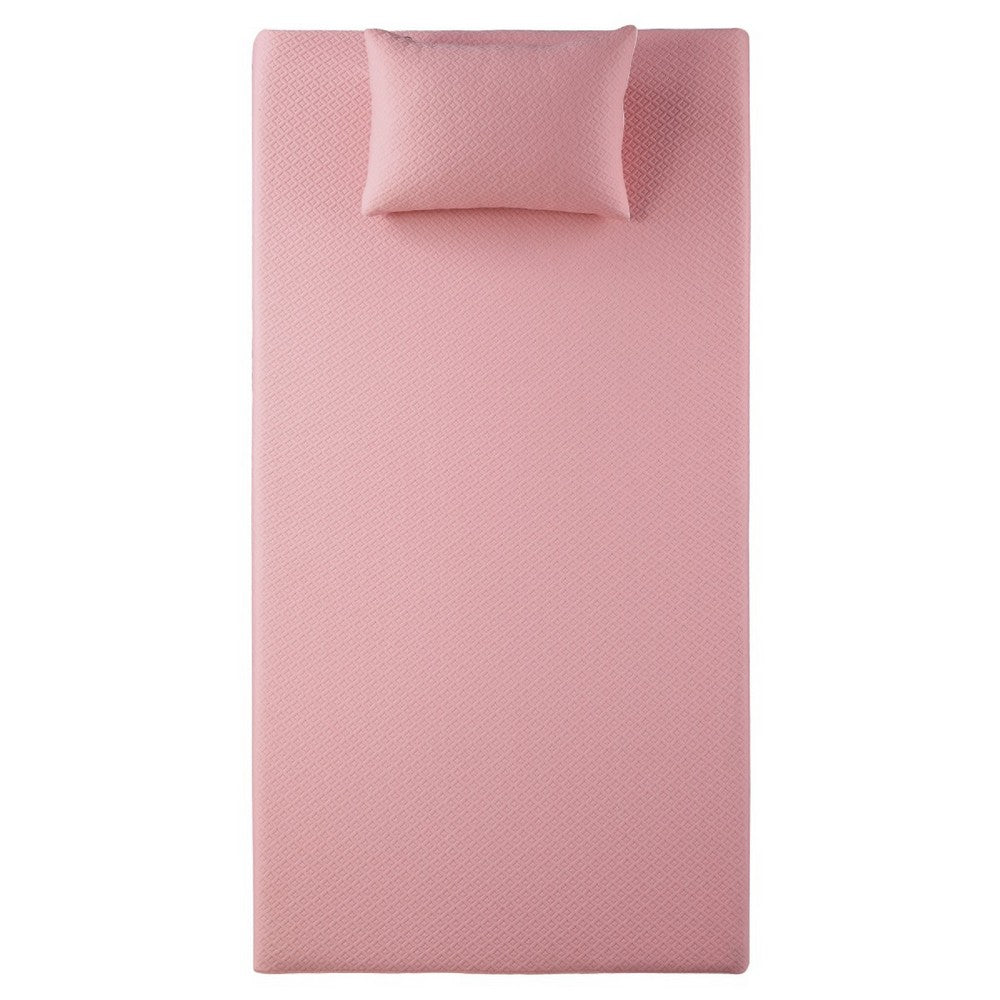 Fia Twin Mattress with 1 Pillow, Charcoal Gel Firm Memory Foam, Pink 7 Inch - BM351370