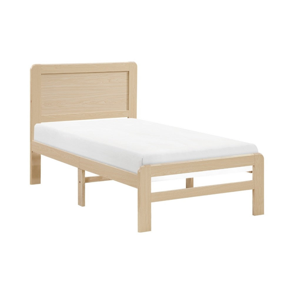 Cary Twin Size Platform Bed, Original Scandinavian Style Natural Brown - BM351386