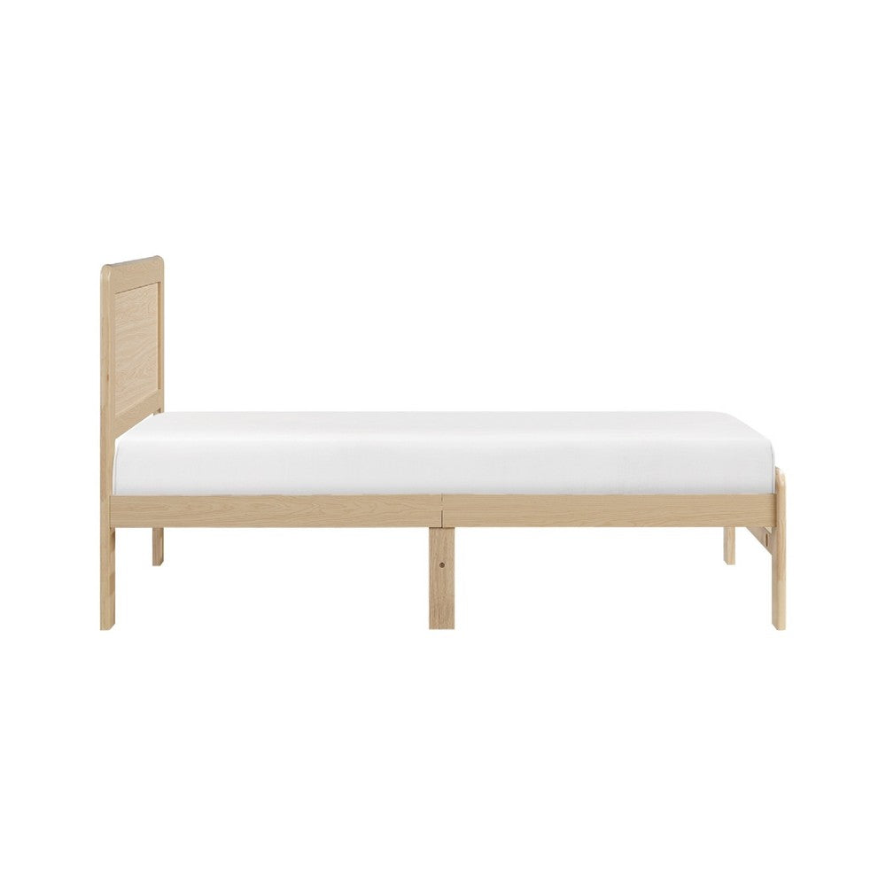 Cary Twin Size Platform Bed, Original Scandinavian Style Natural Brown - BM351386
