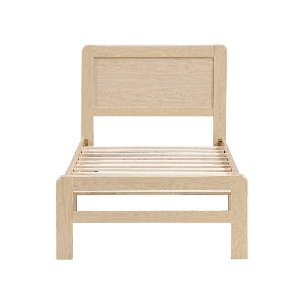 Cary Twin Size Platform Bed, Original Scandinavian Style Natural Brown - BM351386