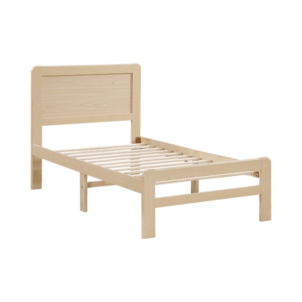 Cary Twin Size Platform Bed, Original Scandinavian Style Natural Brown - BM351386