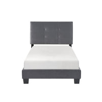 Viki Twin Bed, Height-Adjustable Headboard, Tufted Gray Velvet, Black - BM351399