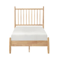 Lika Twin Platform Bed, Slatted Headboard, Extended Posts, Natural Brown - BM351402