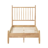 Lika Twin Platform Bed, Slatted Headboard, Extended Posts, Natural Brown - BM351402