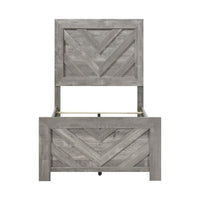 Eby Twin Panel Bed, Raised V Planks, 3D Veneer Texture, Warm Gray Wood - BM351403