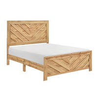 Eby Full Panel Bed, Chevron Design, 3D Texture, Light Natural Brown - BM351404