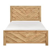 Eby Full Panel Bed, Chevron Design, 3D Texture, Light Natural Brown - BM351404