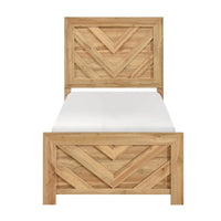 Eby Twin Panel Bed, Chevron Design, 3D Texture, Light Natural Brown - BM351405