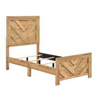 Eby Twin Panel Bed, Chevron Design, 3D Texture, Light Natural Brown - BM351405