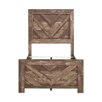 Eby Twin Panel Bed, Chevron Design, Aesthetic 3D Texture, Rustic Brown - BM351406