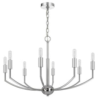 Kera 8 Light Candelabra Chandelier, 30 Inch Wide Arm Modern Chrome Metal - BM351638