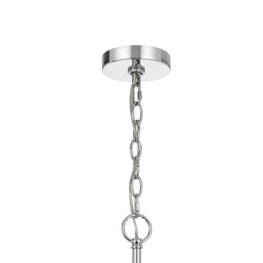 Kera 8 Light Candelabra Chandelier, 30 Inch Wide Arm Modern Chrome Metal - BM351638