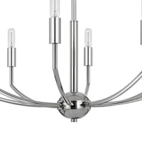 Kera 8 Light Candelabra Chandelier, 30 Inch Wide Arm Modern Chrome Metal - BM351638