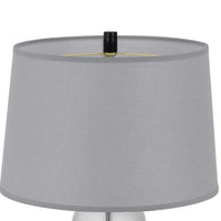 Table Lamp with LED Light, Gray Drum Shade, Frosted Glass Base, 29 Inch - BM351639
