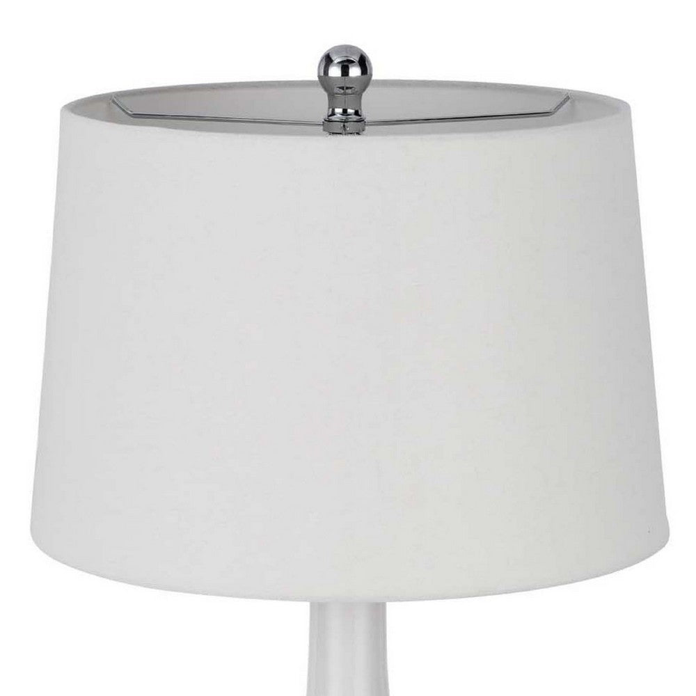 Table Lamp, Drum Shade, 29 Inch White, Smokey Gray Swirl Ceramic Base - BM351641