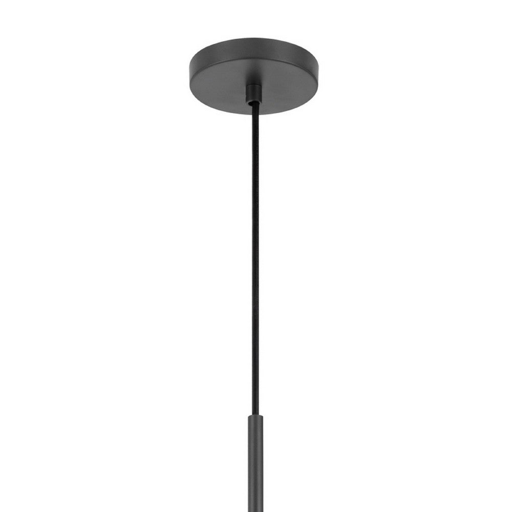 Ceiling Pendant Light, Braided Burlap Dome Shade, 21 Inch Black Metal - BM351642