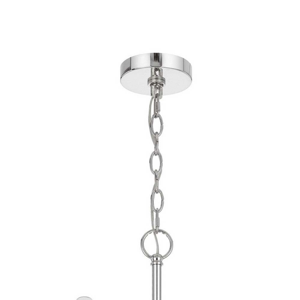 Kera 6 Light Candelabra Chandelier, 26 Inch XL Modern Chrome Metal - BM351643