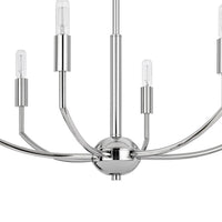 Kera 6 Light Candelabra Chandelier, 26 Inch XL Modern Chrome Metal - BM351643