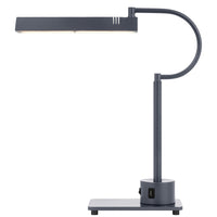 Modern Desk Lamp with LED Light and 2 USB Ports, 18 Inch Iron Gray Finish - BM351644