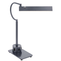 Modern Desk Lamp with LED Light and 2 USB Ports, 18 Inch Iron Gray Finish - BM351644