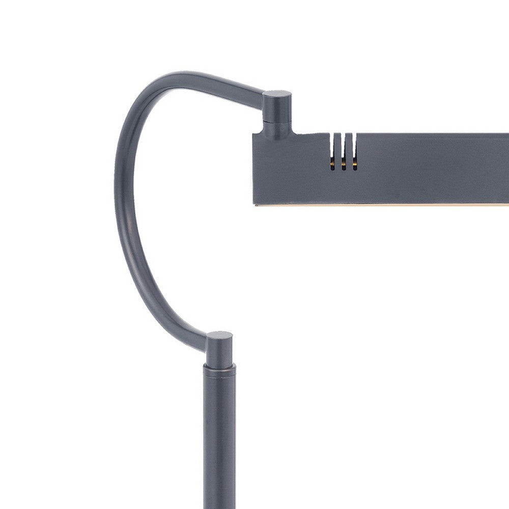 Modern Desk Lamp with LED Light and 2 USB Ports, 18 Inch Iron Gray Finish - BM351644
