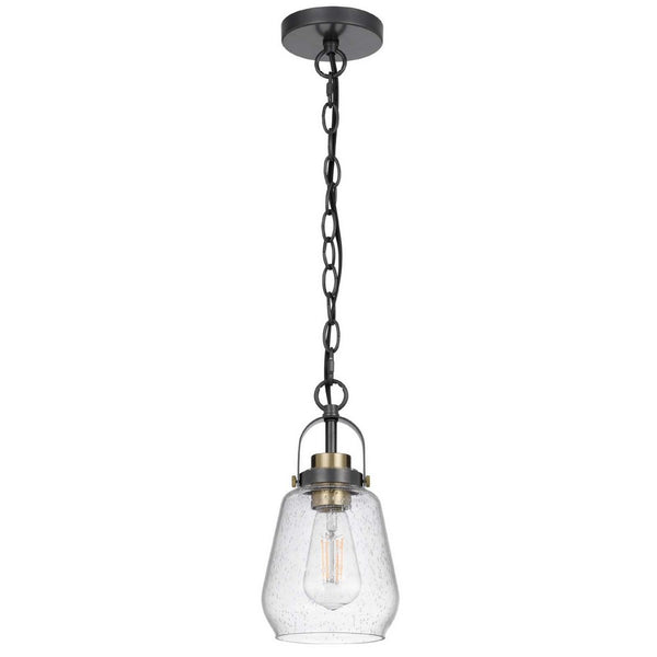 Lantern Accent Ceiling Pendant Light, Clear Glass Shade, 13 Inch Black - BM351645