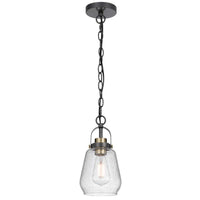 Lantern Accent Ceiling Pendant Light, Clear Glass Shade, 13 Inch Black - BM351645