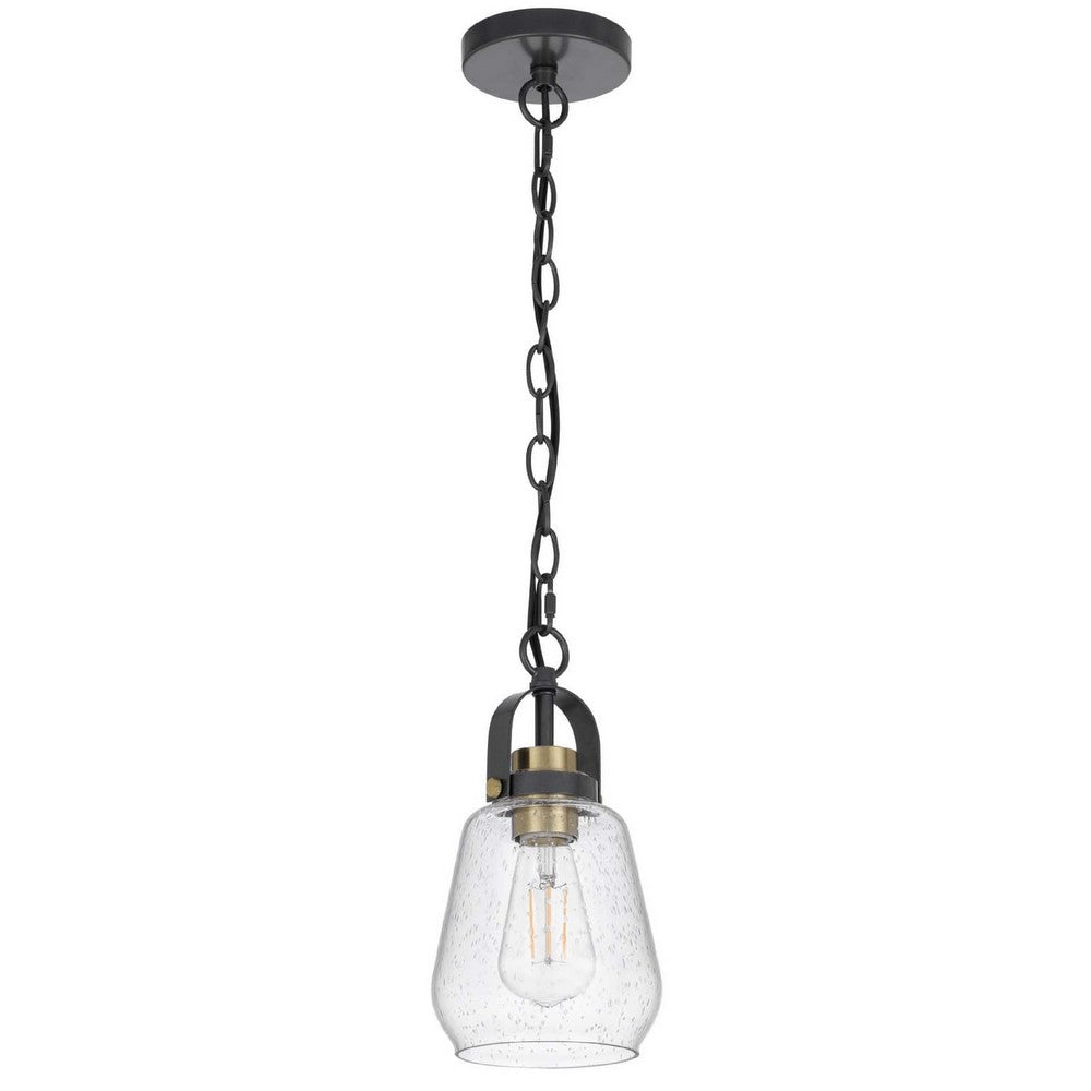 Lantern Accent Ceiling Pendant Light, Clear Glass Shade, 13 Inch Black - BM351645