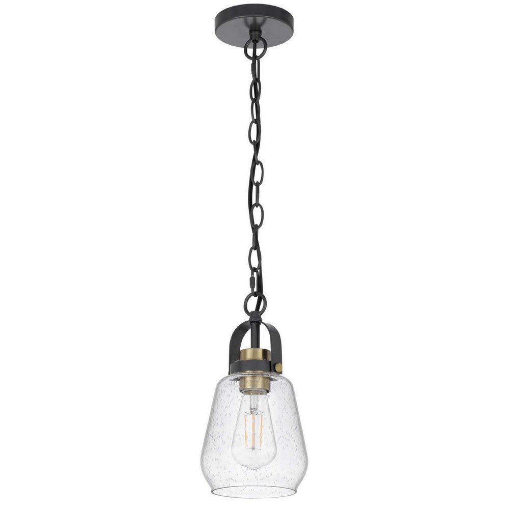 Lantern Accent Ceiling Pendant Light, Clear Glass Shade, 13 Inch Black - BM351645