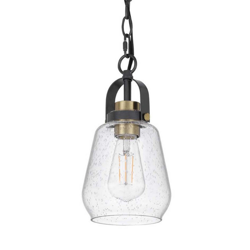 Lantern Accent Ceiling Pendant Light, Clear Glass Shade, 13 Inch Black - BM351645