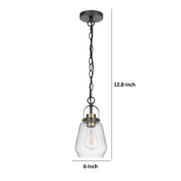 Lantern Accent Ceiling Pendant Light, Clear Glass Shade, 13 Inch Black - BM351645