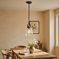 Lantern Accent Ceiling Pendant Light, Clear Glass Shade, 13 Inch Black - BM351645