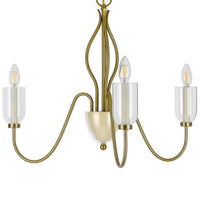 3 Light Candelabra Chandelier with Glass Shades, 25 Inch Antique Brass - BM351646