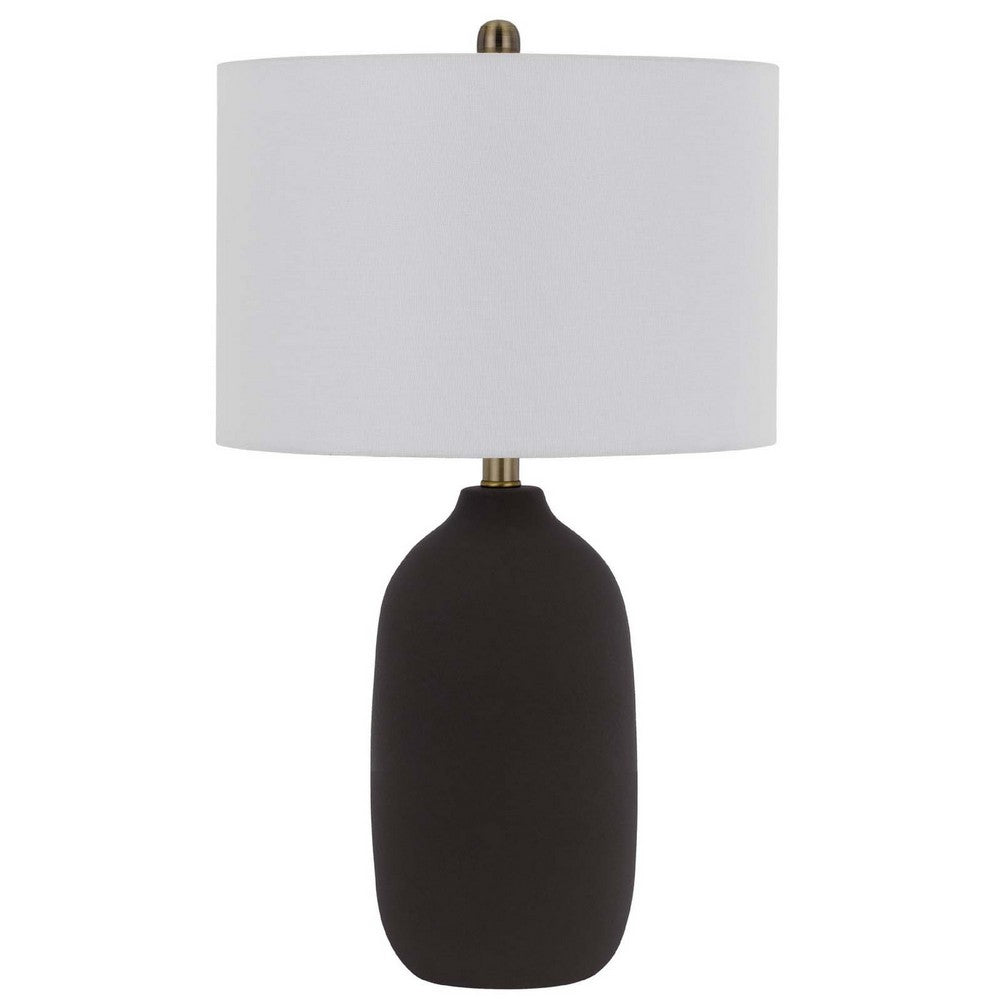 Table Lamp, White Drum Shade, 26 Inch Hotel Quality Black Ceramic Base - BM351647