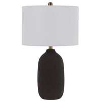 Table Lamp, White Drum Shade, 26 Inch Hotel Quality Black Ceramic Base - BM351647